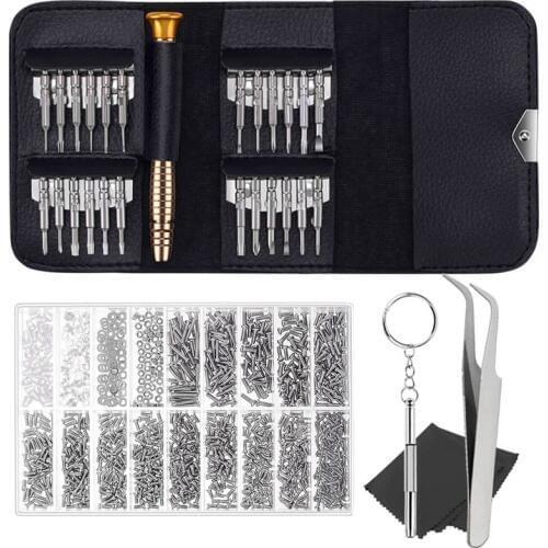 Eyeglass Repair Kit With 25Pcs Precision Eyeglass Screwdriver Set And 1000Pcs Glasses Screws For Eyeglasses Sunglasses Repair