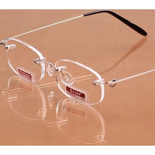 Iboode Vintage Rimless Reading Glasses Men Women Metal Frame Presbyopia Eyeglasses Resin Clear Lens Eyewear Diopter +1.0 To +4.0