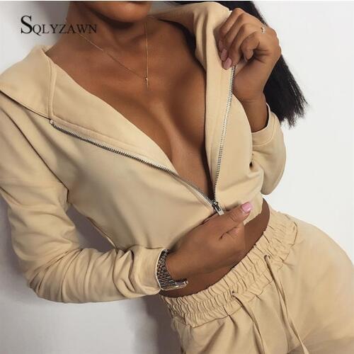 Autumn Sporting Two Pieces Set Hoodie Top and Cargo Pant Sweat Suits Women Set Elastic Waist Leisure 2 Piece Set Women Outfits