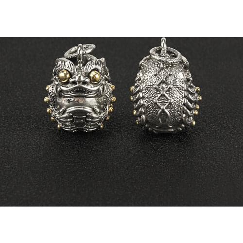 1pcs Chinese Style Mythical Beast Brass DIY Bead Rope Pendant Bead Copper Paracord Beads