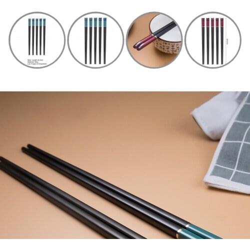 Alloy 5 Pairs Practical Chinese Chopsticks Dessert Dinner Kitchen Utensils 2 Colors Metal Chopsticks Eco-friendly for Home