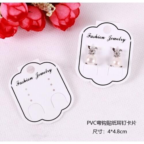 PVC Earrings Card Sticker Jewelry Display Holder 100pcs White Eggs Shape Ornament Packaging Decoration Cards