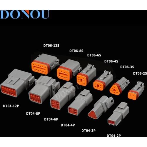 1set Deutsch DT connector DT06-2S/DT04-2P 2P 3P 4P 6P 8P 12P waterproof electrical connector for car motor with pins 22-16AWG