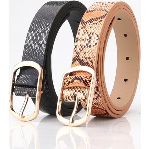 Pu Leather Sexy Snake Pattern Print Belts For Women Multicolro Pin Buckle Waistb Belt Women Dress Jeans Belt Femme