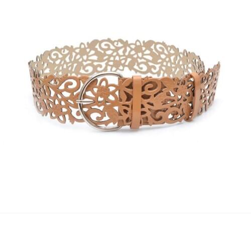 Womens Cutout Flower Belt Fashion Ultra Wide Cummerbund Female Waist Strap Dress Decoration Wide Belts