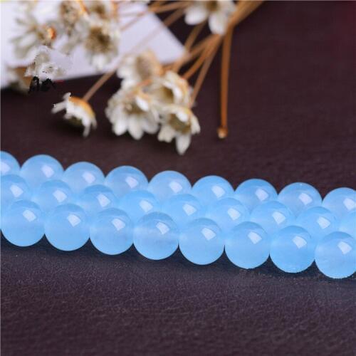 RONGQING Natural Light Blue Chalcedony Beads 4mm,6mm,8mm,10mm,12mm,14mm DIY Accessories Handmade Jewelry Gift for Sisters