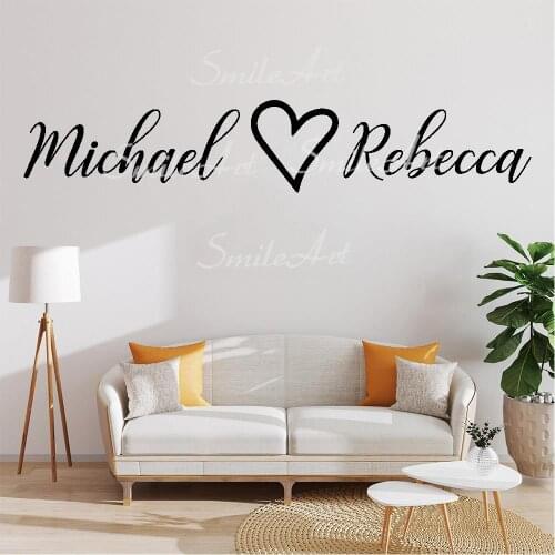 Diy Custom Name Couples Wall Art Decal Wall Stickers Pvc Material For Living Room Kids Room Waterproof Wall Art Decal