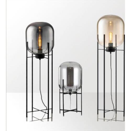 Modern Industrial Style Glass Shade Led Floor Lamp Living Room Home Decor Sofa Table Lamp Bedroom Bedside Lamp Light Fixture