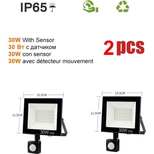 2 pcs 220V 10-100W LED FloodLight Spotlight Exterior Street wall reflector LED Garden Led Light Human Infrared PIR Motion Sensor