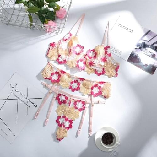 Women Underwear Sexy Lingerie Set Lace Briefs Bra Garter Sets Strap Bras Sensual Lingerie Women Sexy Underwear Erotic Lingerie