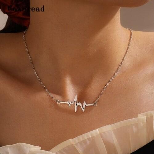 COWBREAD Personality Necklace for Women Choker Silver Short Heartbeat Fluctuation Necklace Womens Neck Jewelry