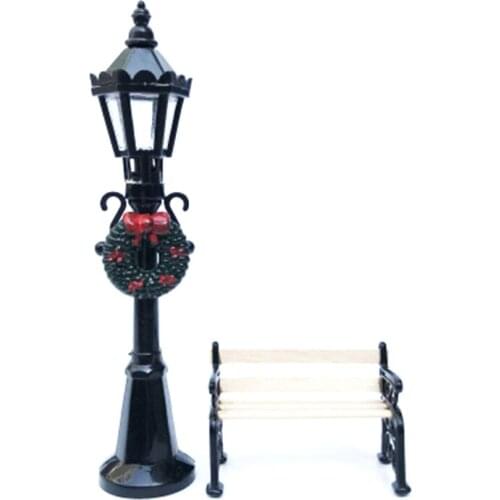 1/12 Mini Dollhouse Christmas Street Lamp Light Chair Model Miniature Living Room Doll House Accessories