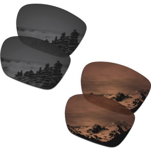 SmartVLT 2 Pairs Polarized Sunglasses Replacement Lenses for Oakley Twoface XL Stealth Black and Amber Brown