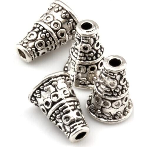 20Pcs Horn Tower Tassel Loose Beads End Caps For Jewelry Making Diy Accessories ab766