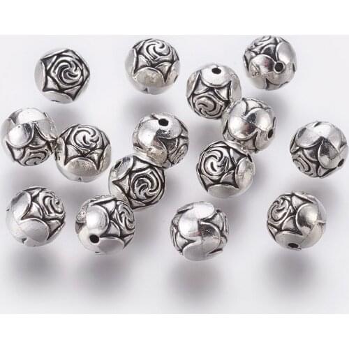 20pcs Round& 3D Cat Shape Tibetan Alloy Beads Antique Silver Metal Charms Beads Fit Charms Bracelets Necklaces for Women