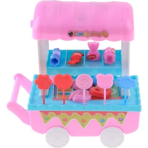 28PCS Young Kids Pretend Play Ice Cream Candy Shop Trolley Hand Cart Children Educational Toy Role Play Game Play Activity