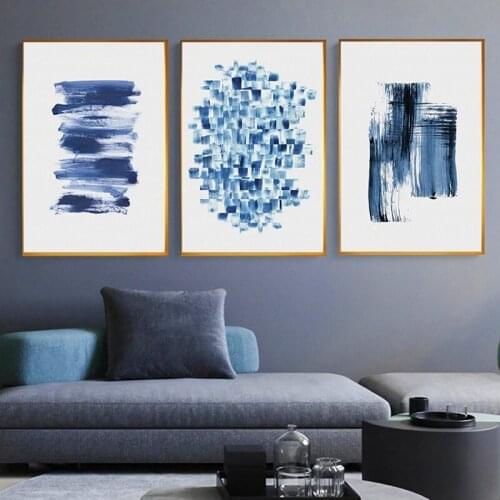 Abstract Blue Navy Blue Painting Canvas Printed Poster Minimalism Wall Art Nordic Style Home Decoration Modular Picture Unframed