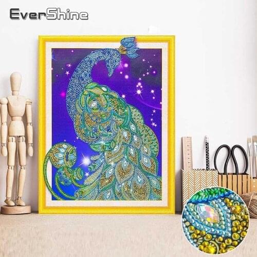 EverShine 5D DIY Special Shape Diamond Painting Peacock Diamond Embroidery Animal Cross Stitch Kit Mosaic Diamond Art Wall Decor