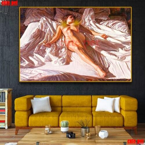 Diamond Painting CrossStitch Sexy woman on bed Diamond embroidery 5d diy full square diamond mosaic rhinestone puzzle Home Decor