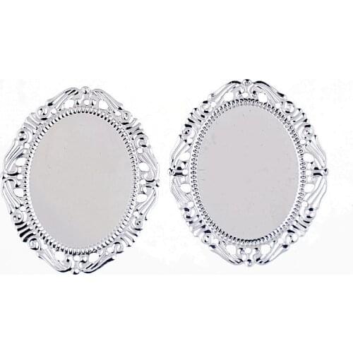 Free shipping 30Pcs Filigree Cabochon Setting Wraps Connectors Crafts Decoration DIY Embellishments 53x44mm