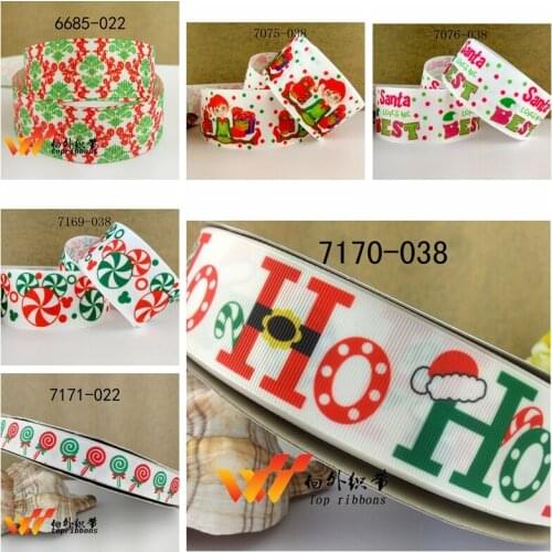 Free shipping 50 yard Christmas printed grosgrain ribbon 7170
