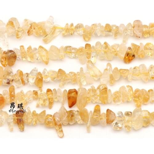 Real 4-7mm Natural Citrines Chip Beads Irregular Shape Gravel Beads For DIY Necklace Bracelet Fashion Jewelry Making 15'' Strand