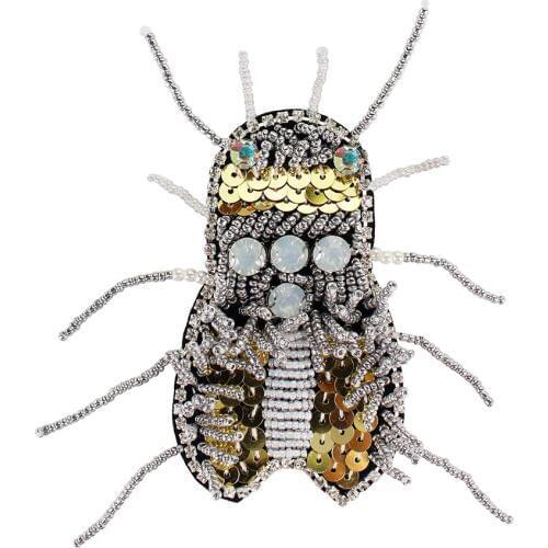 Beads Crystal Insect Patches Rhinestones Applique Sew on Clothes Shoes Brooch Decorated Badge DIY Craft 10 pieces