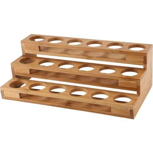 Bamboo 18 Holes Essential Oil Display Wooden Stand Rack Perfume Nail Polish Storage Tray Aromatherapy Organizer