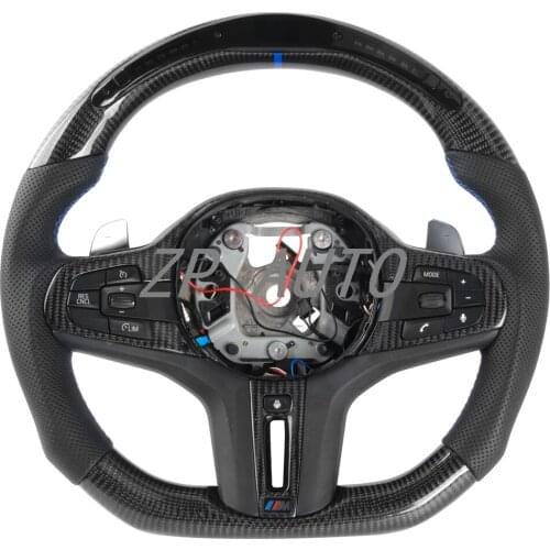 For BMW G30 G50 carbon fiber and perforated leather steering wheel with mark button and led Assembly
