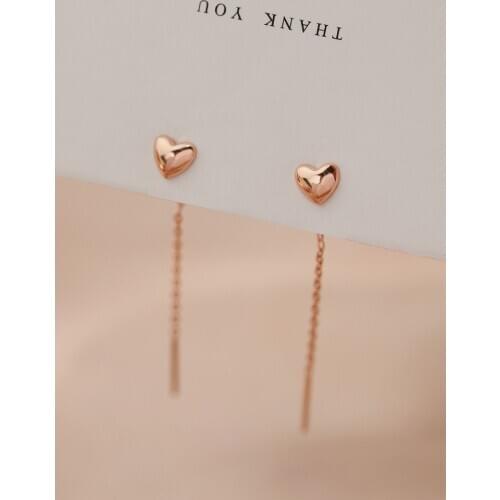 2021s new personalized feminine minimalism Heart shape Rose gold earrings pendant long earrings birthday present