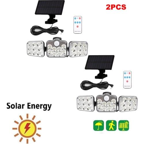 2pcs 138 led seperable remote outdoor solar light PIR motion sensor solar garden lamps energy saving street wall lamp Three mode
