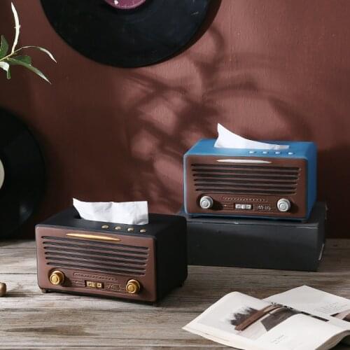 Features Radio Paper Box салфетница Retro Living Room End Table Light Luxury Home Decoration Storage Case Table Tissue Boxes