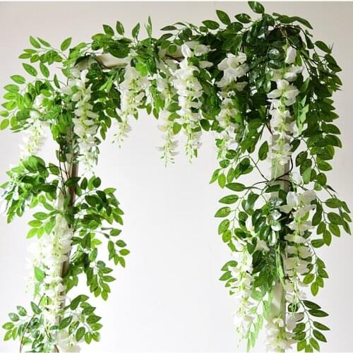 7ft 2m Flower String Artificial Wisteria Vine Garland Plants Foliage Outdoor Home Trailing Flower Fake Flower Hanging Wall Decor