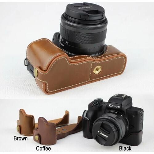 PU Leather Protect Half Case Grip for Canon Eos M50 Camera