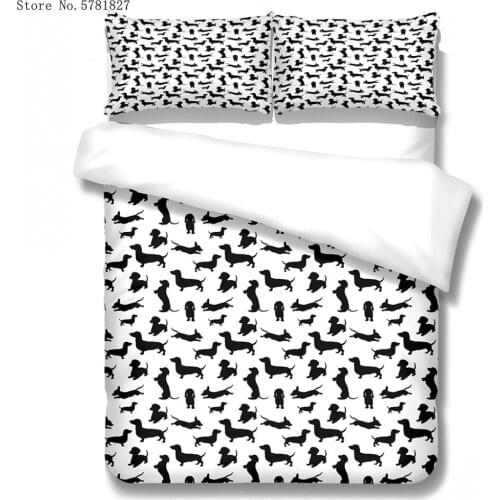 2/3 Pieces Black White Dog Bedding Set 3D Print Pet Dog Duvet Cover Set Home Textile Bed Quilt Cover Single Queen Bed Cover Set