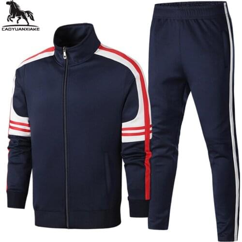 Tracksuit men Set size L-4XL Mens 2 pieces Sets Spring Autumn New youth casual Clothing Fitness Tracksuits Splicing Set 21668