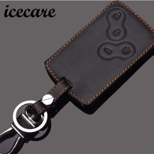 Icecare Leather Key Case Cover For Renault Koleos Laguna 2 3 Megane 1 2 3 Sandero Scenic Captur for Renault Kwid Car Accessories