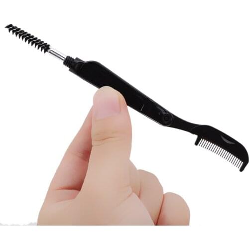 Metal Comb Cosmetic Makeup Tools Eyelashes Comb Double Head Fashion Foldable Steel Eyebrow Eyelashes Eye Brow Extension Brush