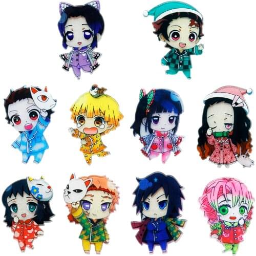 10pcs Cute Japaneses Anime Acrylic Flatback Planar Resin for Handmade Hair Bows Center Decoration Earrings Crafts