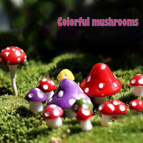 20pcs Mini Mushroom Garden Ornament Resin Crafts Decorations Mushrooms Terrarium Figurines Fairy Garden Miniatures Party Garden