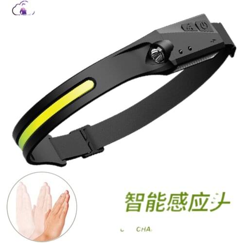 Running headlight glare head mounted mini COB charged night run running floodlight lamp bright inductive charging