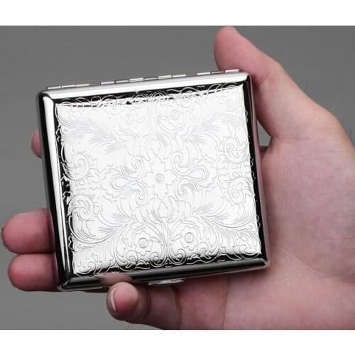 New 1pcs -High Quality Siver Printed Flower cigarette case hold 20pcs cigarettes Cigarette box /holder