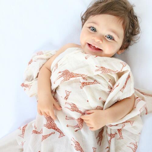 Baby Blanket Newborn Muslin 70%Bamboo 30% Cotton Swaddle Wrap Receiving Blanket Bath Towel 120x120cm Bedding Muslin Swaddle