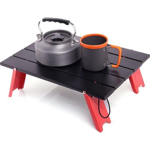Camping Mini Portable Aluminum Foldable Table for Outdoor Picnic Barbecue Tours Tableware Ultra Light Folding Computer Bed Desk