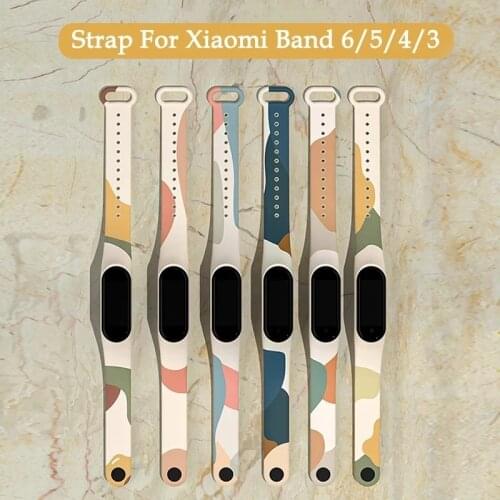 Mi band 6 strap Priting Silicone Strap Mi band 3 4 5 6 correa Accessores wrist strap for xiaomi mi band 3 4 5 6