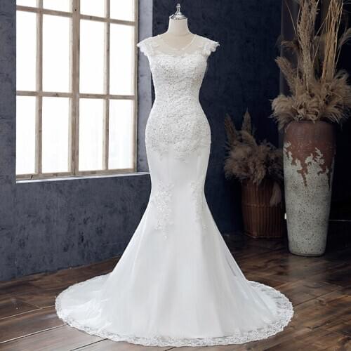 Mermaid Wedding Dress 2021 Boho Wedding Dress Lace Up Lihgt Wedding Dress With Court Train Luxury Lace Bridal Dress Plus Size