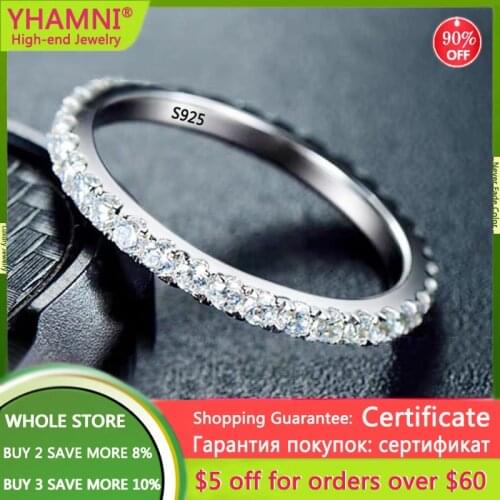 With Certificate Simple Style 925 Silver Ring 2mm Round Stackable Fingers Rings For Women Wedding Band Original Fine Jewelry