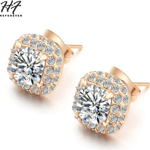 Rose Gold Color Stud Earrings For Women Jewelry Made with Genuine Austrian Crystal HotSale E042