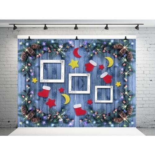 VinylBDS 10x10ft Wood Wall Christmas Backgrounds For Photo Studio Christmas Decoration Photography Background Socks Gloves