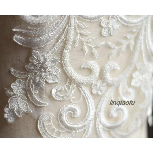 Beaded embroidered lace wedding dress handmade diy material stage performance clothing decoration accessories